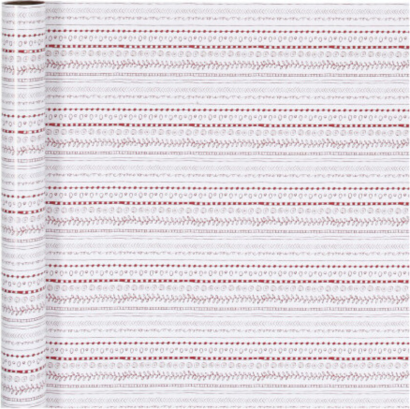 Gavepapir, doodles, B: 70 cm, 80 g, rød, hvit, 4 m/ 1 rl.