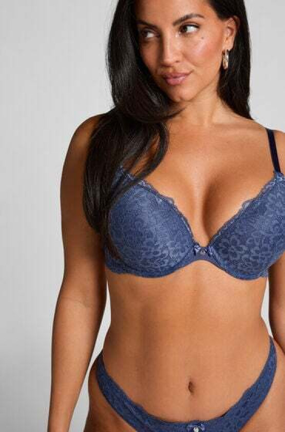 Vattert bh med bøyle push-up Marine Blå