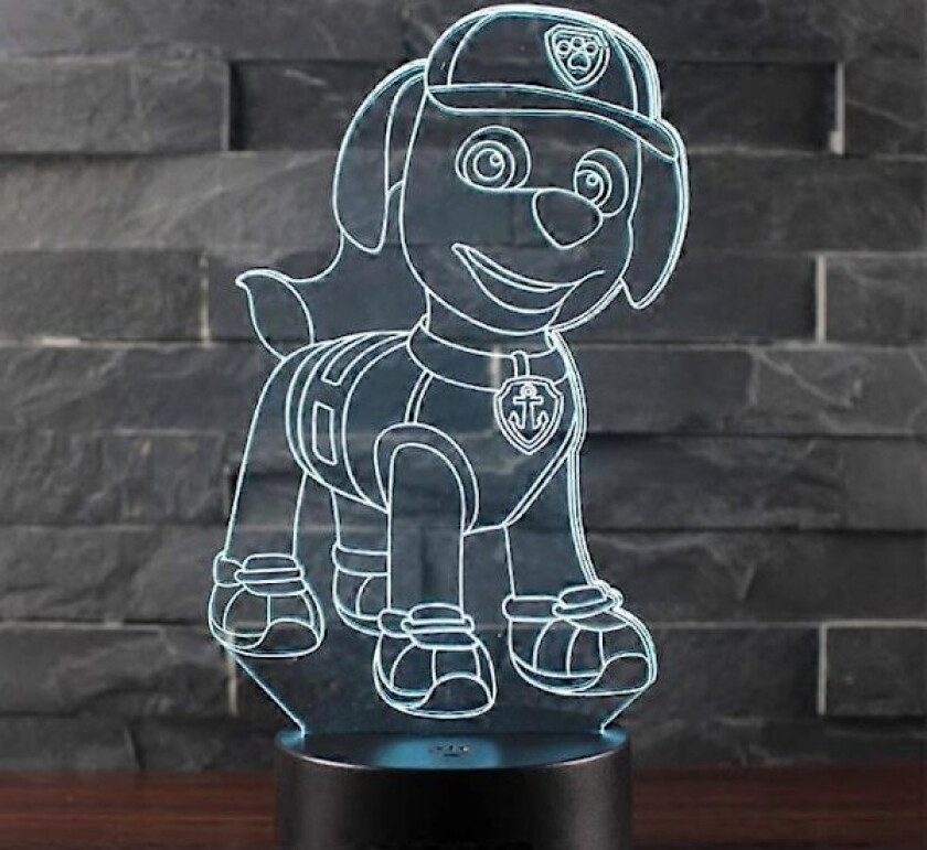 Dww-Lampe 3D Illusjonslampe Paw Patrol LED Nattlampe, 16 Farger Blinkende, Dekorativ Nattbordslampe Kreativ Gave