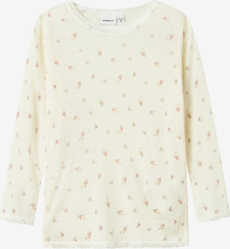 Topp nmfWang Wool Needle LS Top - Hvit