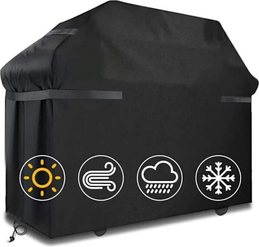 Grilltrekk, vanntett grilltrekk, vindtett, rivebestandig grilltrekk med stropper og oppbevaringspose (145 x 61 x 117 cm)