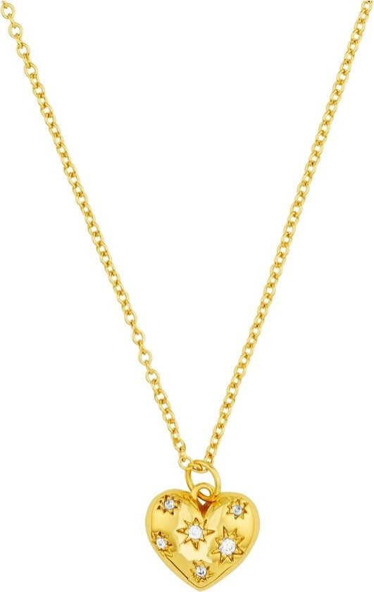 Crystal Starbust Heart Charm Necklace