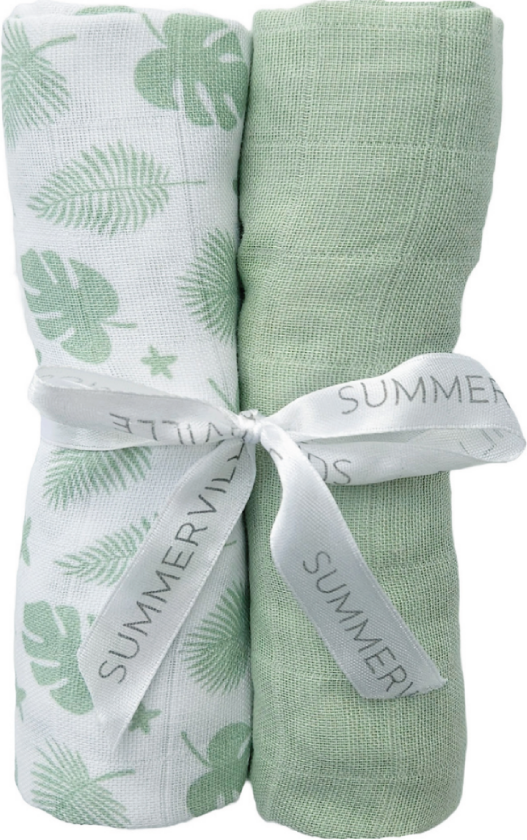 Babyteppe i musselin 2-pk, Tropical Green, 2 stk.