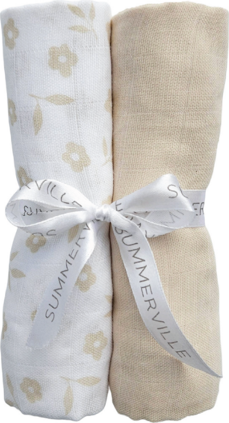 Babyteppe i musselin 2-pk, Petal Sandshell, 2 stk.
