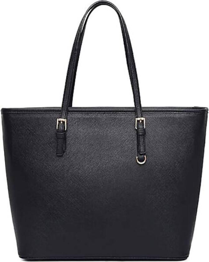 Håndvesker for kvinner, svart veske, stor håndveske, dame skulderveske, elegant håndveske, veske med justerbar glidelås shoppingrom (svart)