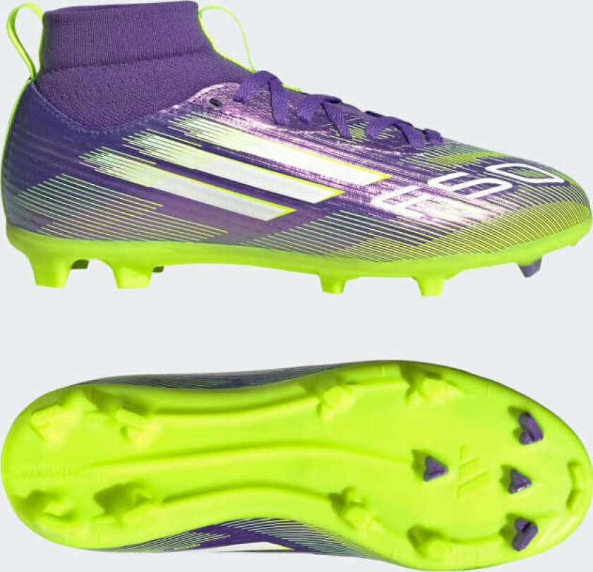 F50 League Mid FG/AG Radiant Blaze - Lilla/Fottøy Hvit/Sitron Barn, størrelse 29