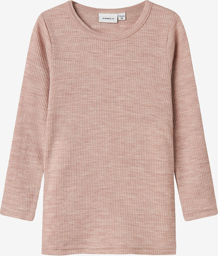 T-skjorte nmnWax Wool Rib LS - Grå