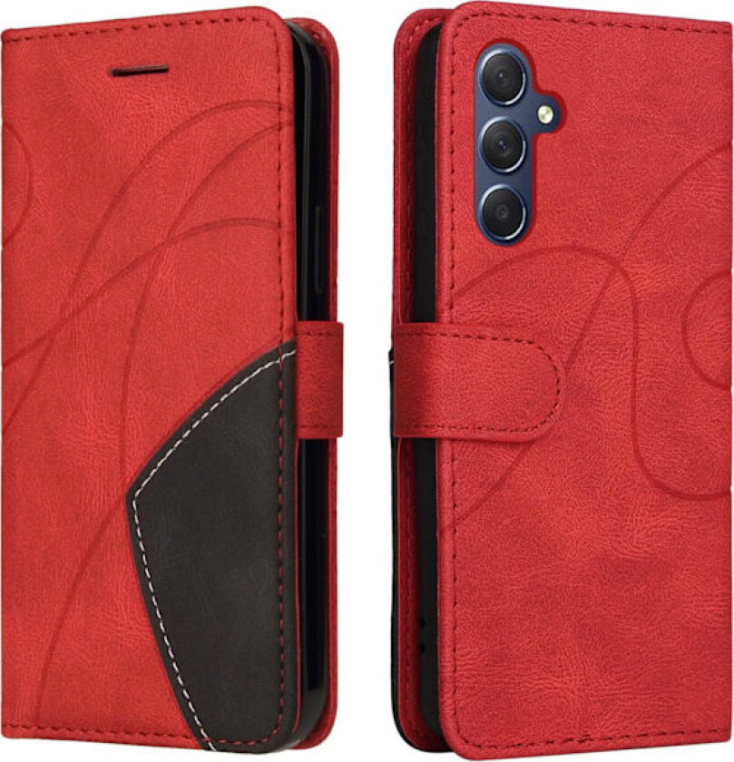 Samsung A16 Telefondeksel Geometrisk Støtsikkert Lommebokdeksel PU-Lær med Kortspor Sammenleggbart Stativ Magnetisk - Rød