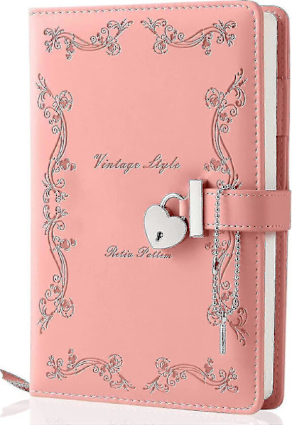 Dagbok med lås og nøkkel for jenter, tykkere, 360 sider, hjerteformet låsbar journal i skinn, søt låst hemmelig dagbok, notatbok for kvinner, voksne, A5 (rosa)
