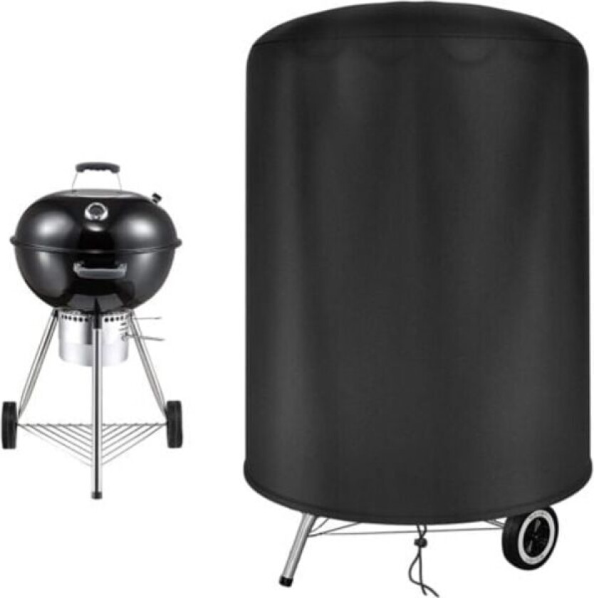Rundt vanntett grilltrekk Weber grilltrekk i Oxford-stoff, UV-bestandig for utendørs bruk med vindtett sidestropp, Svart (Φ71 x 70cm).ca