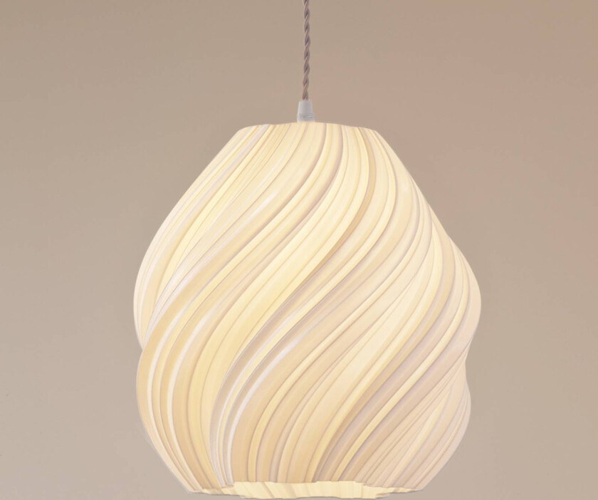 Lindby pendellampe Nuvia, Ø 30 cm, hvit, dreid