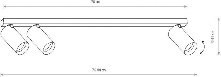 Downlight Mono III, 3 lyskilder, hvit, 84 cm lang, GU10
