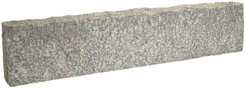Kantstein Granitt Kantstein i Granitt kan kombineres både med heller og belegningsstein. Velegnet for hage og gårdsplass. Leveres i lengder på ca. 1 meter.