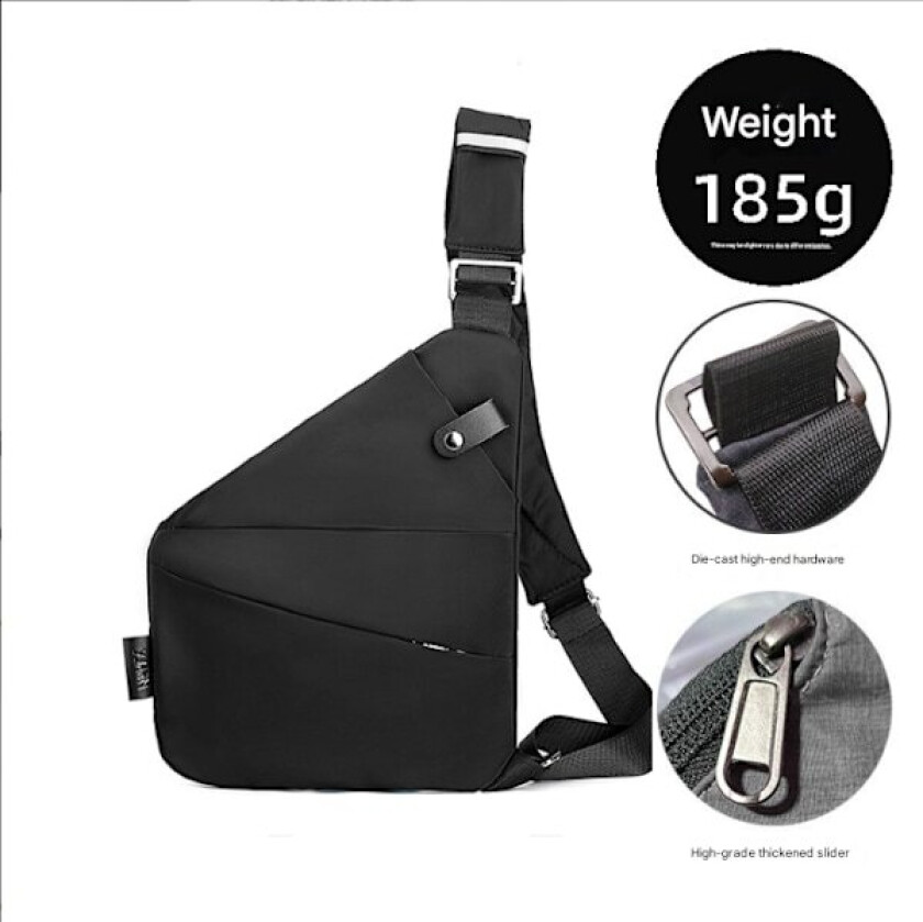 Liten Sling Bag Lommebok Tyverisikker Skulderveske Menn Kvinner Crossbody Veske svart