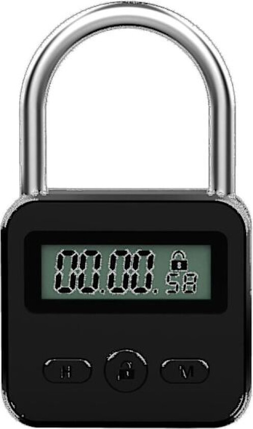 Metall Timer Lås LCD Tid 99 Timer Maks Timing USB Timer Hengelås, svart-CE