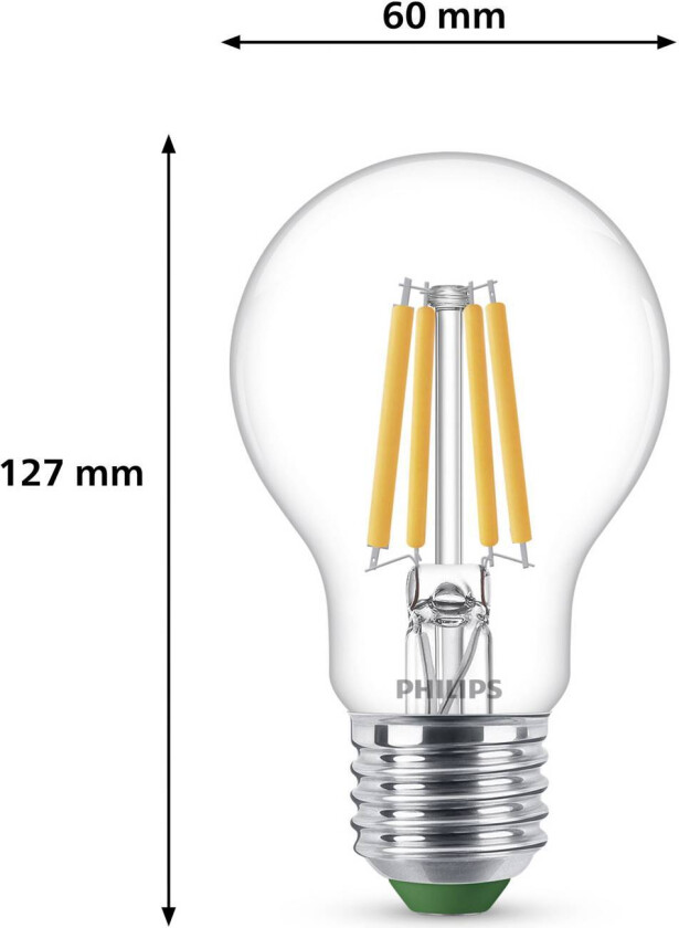 E27 LED-pære A60 2,3W 485lm 2700K filament 3-pak