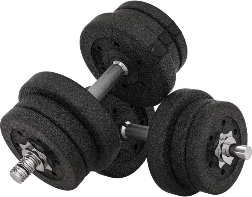 Bilde av Hantelsett 25KG manualsett med vektskiver for hjemmekontor treningsstudio stål imitert skinn svart