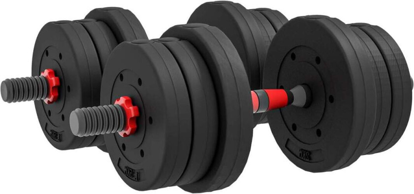 2 i 1 manualsett 20 kg justerbar manual og vektstang profesjonell styrketrening for manualer svart