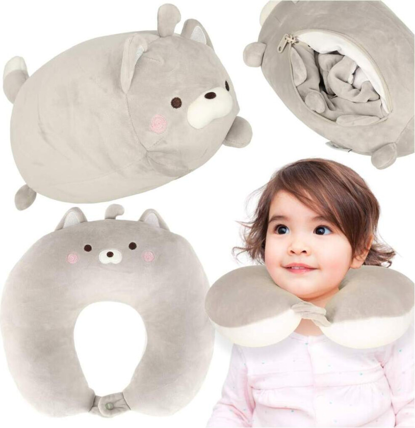 Reisepute 2i1 kornett under nakken maskot katt