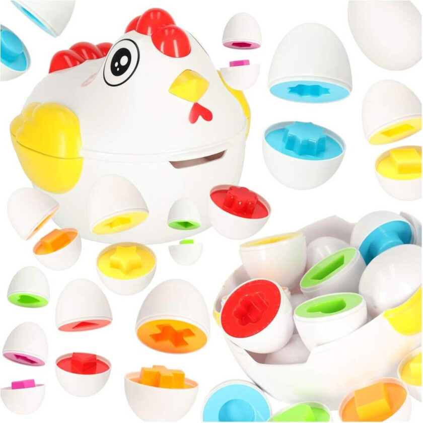 Puslespill blokker egg montessori former høne