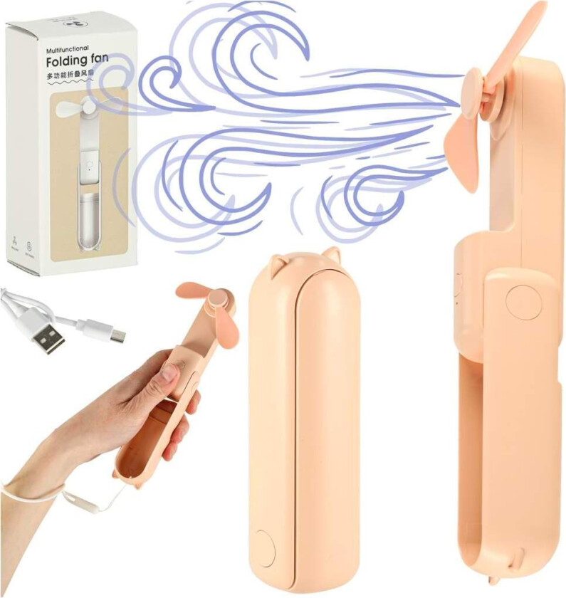Mini håndvifte sammenleggbar USB rosa