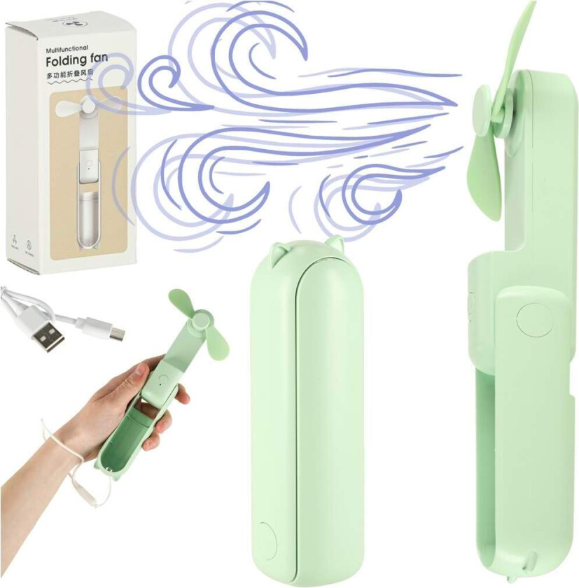 Mini håndvifte sammenleggbar USB grønn