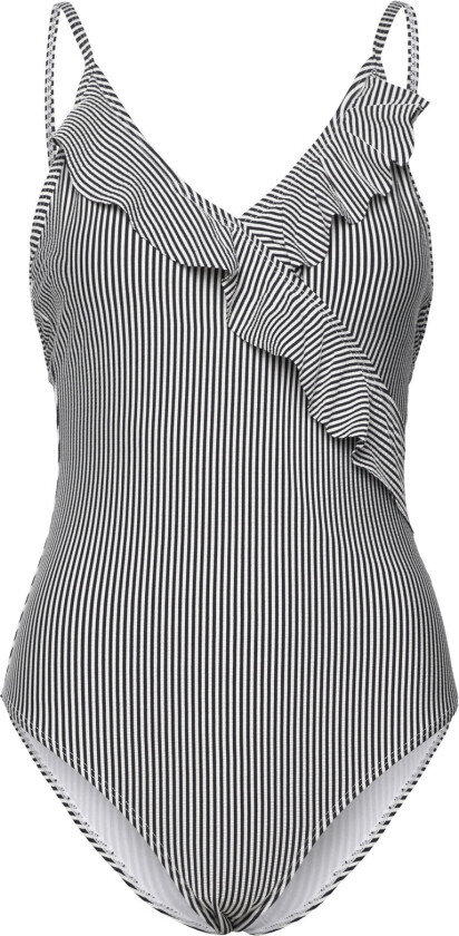 Striba Bly Frill Swimsuit Badedrakt Badetøy Navy Becksöndergaard