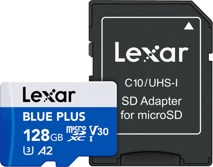MicroSDHC Blue Plus UHS-I with SD adapter 128GB