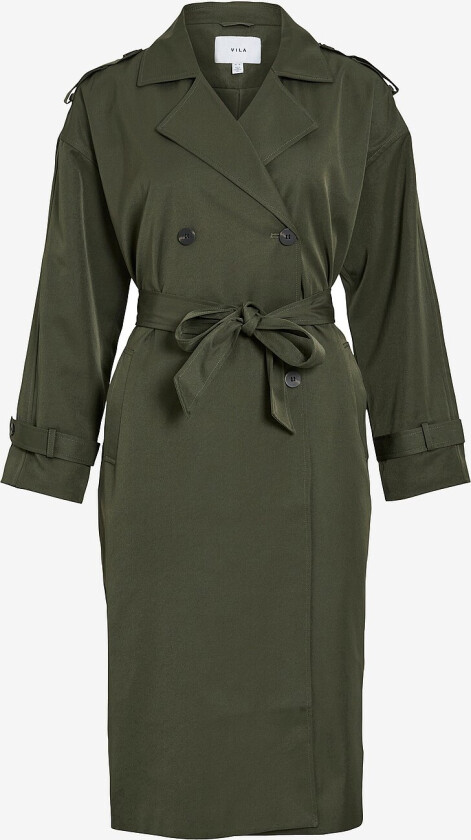 Trenchcoat viAddison L/S Long Trenchcoat - Grønn