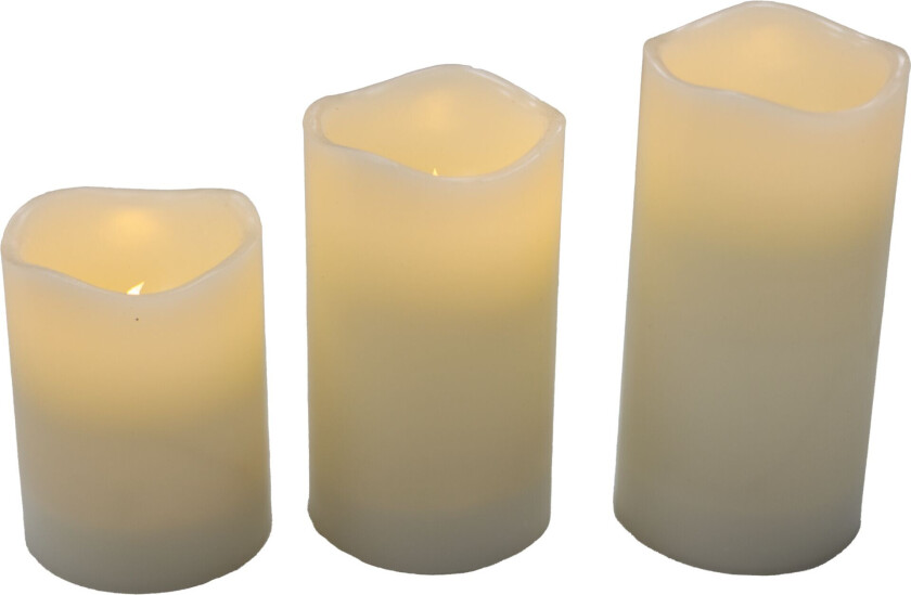 Dolo LED Stearinlys - 10/12/15cm - 3 stk