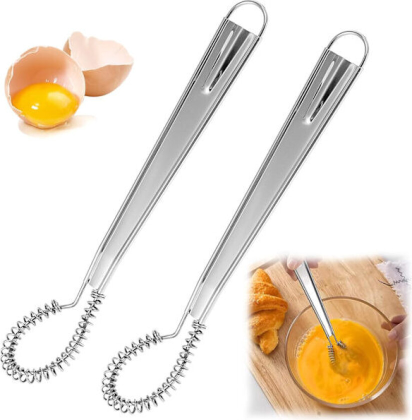 2-pakning Mini Visp Håndholdt Liten Eggvisp Manuel Håndvisp for Kaffe Saus Melkeblanding