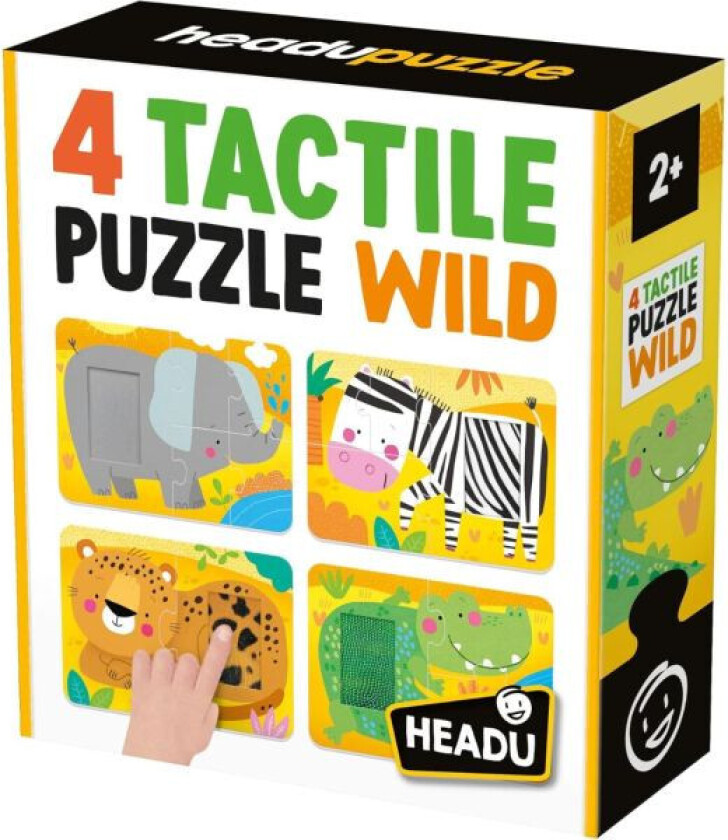 4-i-1 Taktilt Puslespill - 2+år - Vilde Dyr