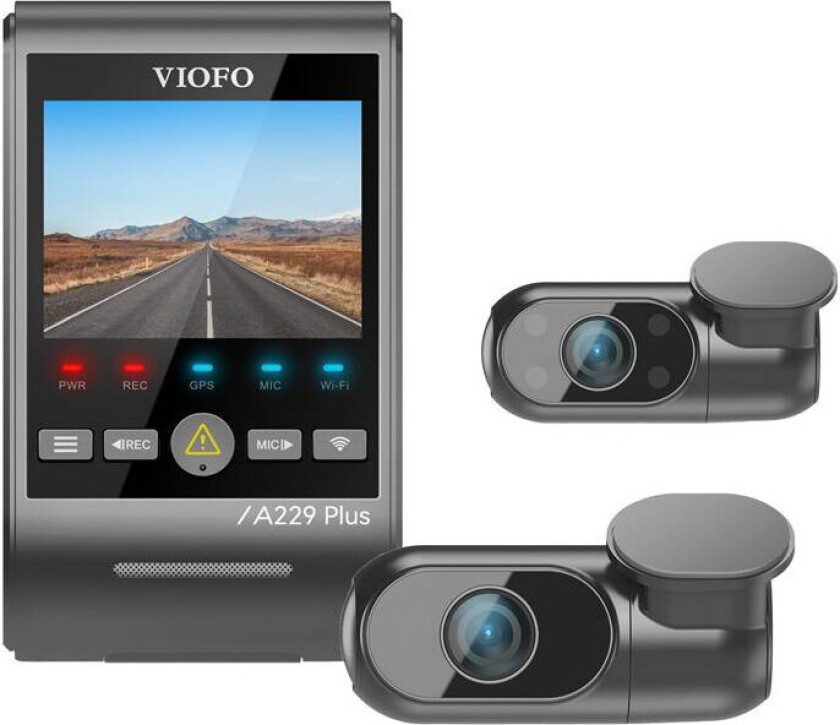 Bilde av A229 Plus 3CH Dashcam â 2K Foran & Bak, 1080P Kabin, HDR, WiFi 5GHz, GPS, Stemmekontroll â Svart