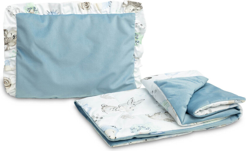 Velvet Sengesett med Fliser til Barnevogn - Blå