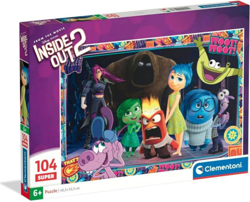 Super Puslespill - 104 Brikker, 6+ år - Disney Pixar Inderst Inde 2