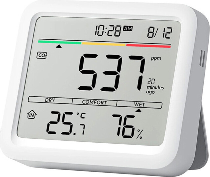 Meter Pro CO2 Termometer og Hygrometer - med 2 AA Batterier, Bluetooth - Hvit