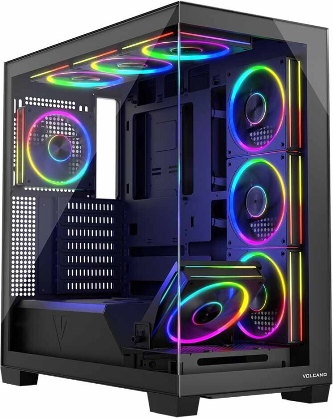 Stellar PC Kabinett - ARGB, Midi Tower, 8 Vifter, Micro-ATX - Svart