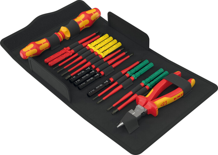 Kraftform Kompakt Skrutrekkersett - VDE 17 Extra Slim, med Tenger - 17 Deler