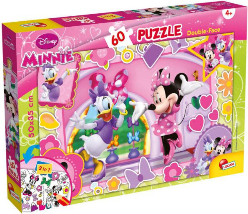 Dobbeltsidet Puslespill - 60 Brikker - Minnie Mouse