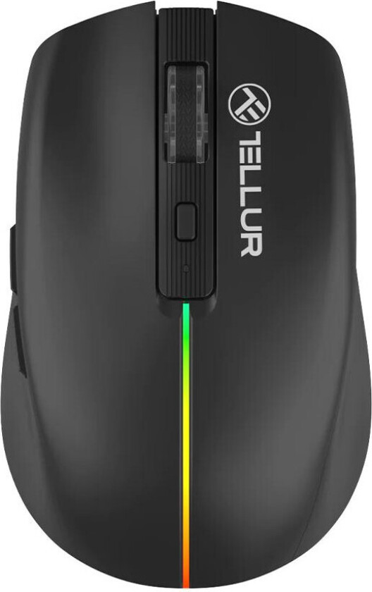 Silent Click Trådløs Mus - RGB, 6 knapper - Sort