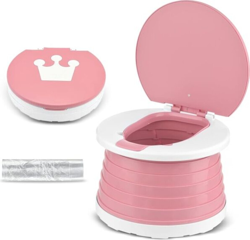 Reisepotte 2 i 1 Bærbar Potte, Sammenleggbart Toalettsete for Barn, Bilpotte for Barn for Camping Park Innendørs Utendørs med 15 Potteposer