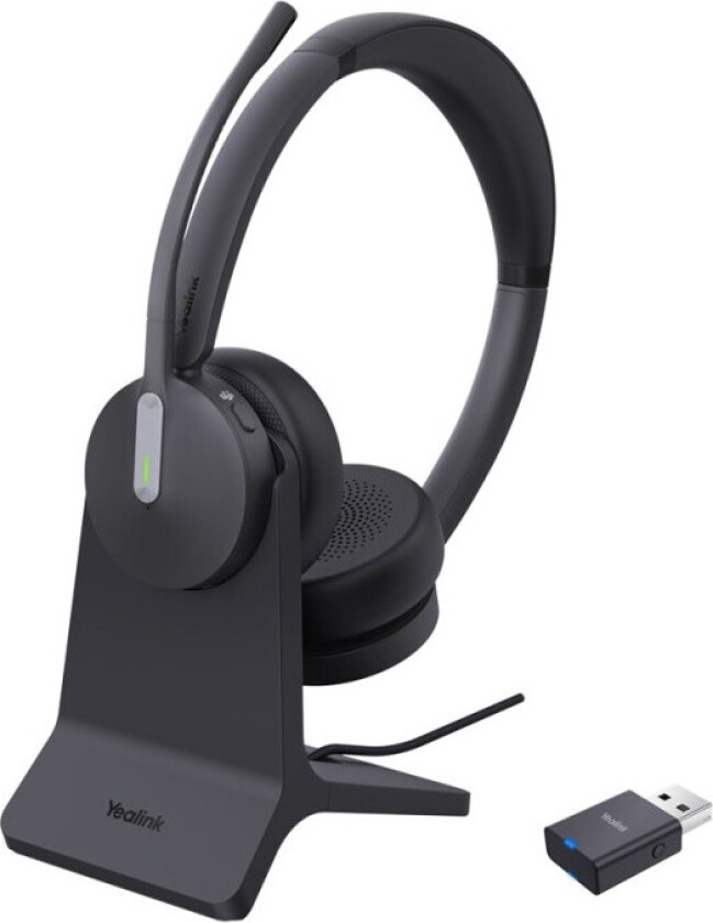 WH64 Trådløst Headset med Ladeetui - 120m Rekkevidde, 48 Timer, USB-C - Sort