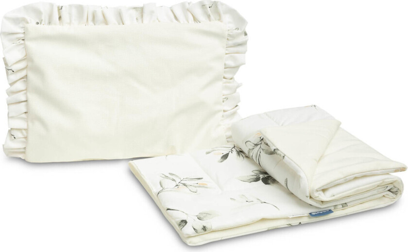 Velvet Sengesett med Fliser til Barnevogn - Olive Creamy