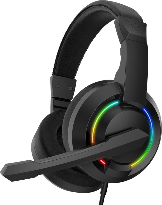 Hydra Black Gaming Headset - Stereo 2.0, LED Effekt - Svart