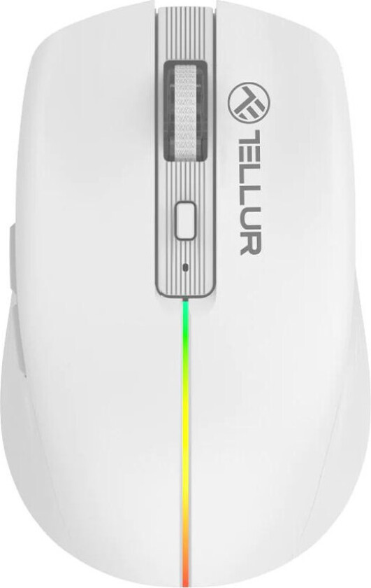 Silent Click Trådløs Mus - RGB, 6 knapper - Hvit