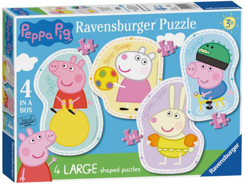 Peppa Pig Formede Puslespill - 4 i 1 Sett - (10, 12, 14, 16 brikker)