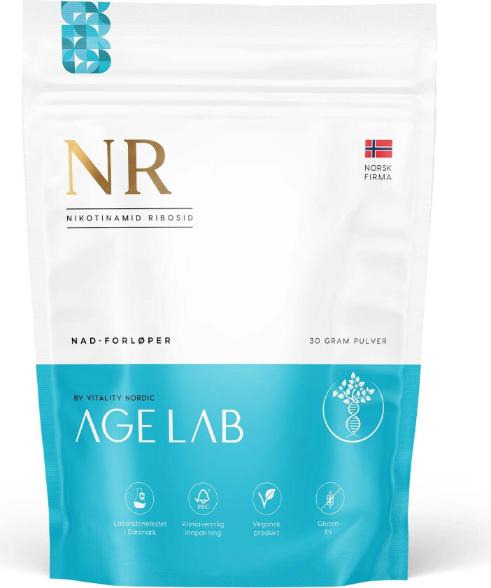 NR (Nikotinamid Ribosid) - pulver | NAD+ Tilskudd | Booster | B3-vitamin | Dr. Sinclair Supplements | AgeLab