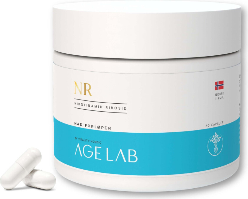 NR (Nikotinamid Ribosid) - kapsler | NAD+ Tilskudd | Booster | B3-vitamin | Dr. Sinclair Supplements | AgeLab