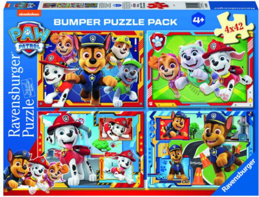 Paw Patrol Puslespill - 4x42 Brikker