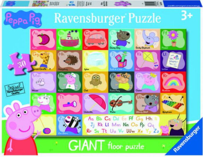 Peppa Pig Gigantisk Gulvpuslespil – 24 brikker, 70 × 50 cm (3+ år)